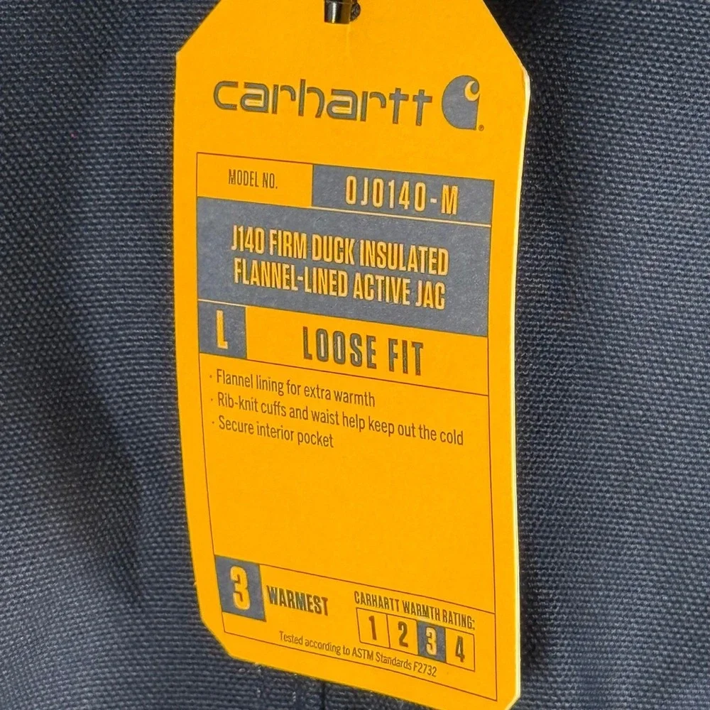 Carhartt J140 Firm Duck Flannel Lined Active Jacket Mens 2XL Navy Blue Made USA